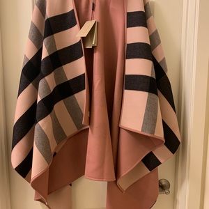 Burberry Reversible Solid To Check WrapPoncho/Cape